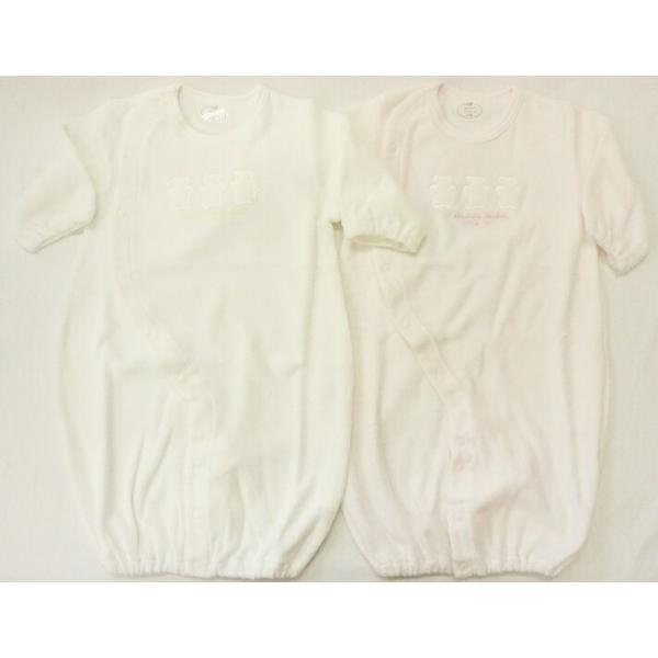 ★しっとり、やわらか無撚糸　撚りのない糸を特殊技術で編み上げました　独特の潤いとやわらかさを持ち、赤ちゃんに最適　パステルカラーの赤ちゃんにやさしいお色です★オリジナルくまの刺繍アップリケ★サイズ　50-70　身長50〜70cm/体重3〜9...