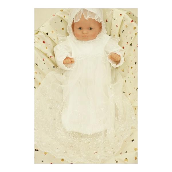 　〜*〜*〜*Ceremony dress*〜*〜*〜★上品なクラシック柄刺繍のチュールは、取り外し可能です。（ノースリーブ）★ベビー服の足先をすっぽり覆う　ロングコートは、高級感があり大切な一日にぴったりです。★スムース素材のベビー服は白...