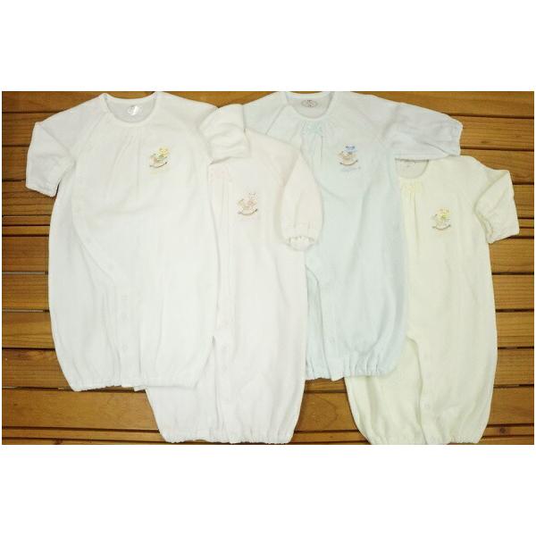 ★撚りのない糸を特殊技術で編み上げました。　独特の潤いを柔らかさで赤ちゃんに最適です。★出産準備におすすめです。★ドレスオールはおむつ替えが頻繁な新生児期は筒型ドレスで、　動きが活発になってくる乳児期は股割れカバーオールで、　股スナップの付...