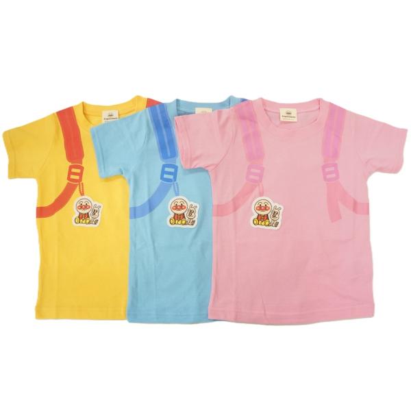 【2026年夏物】BANDAIそれいけ！アンパンマン半袖Tシャツ3キャラリュック風(フェイクリュック)TA3085天竺