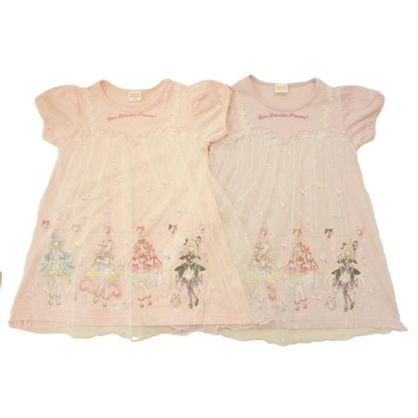 【2026年夏物】BANDAI名探偵プリキュア半袖ワンピースキャミ重ね着風チュール付きTG9451天竺
