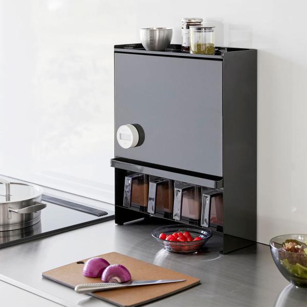 tower 前が開く 前が隠せる調味料ラック ブラック 山崎実業 楽天市場】[ 前が開く 隠せる調味料ラック タワー ] 山崎実業