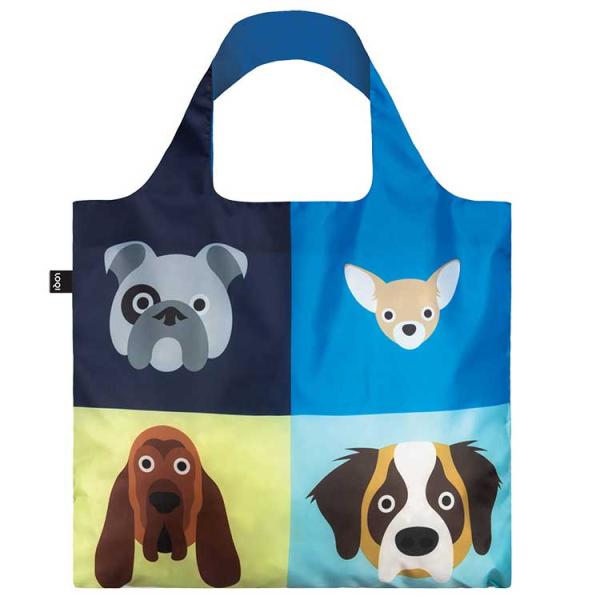 閉店セール｜折りたたみトート エコバッグ ローキー LOQI 正規品 Pouch Set 大きめ トートバッグ ARTIST Collection スティーブン・チータム / ドッグ
