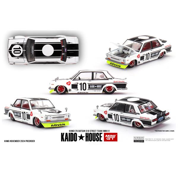 MINI-GT 1/64 ダットサン 510 ストリート Team XMM V1(左