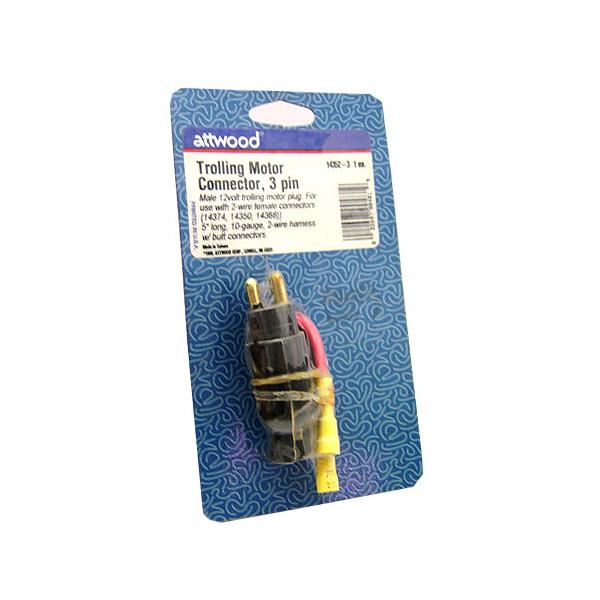 attwood/アトウッド Trolling Motor Connector/トローリングモーター配線コネクター　オス側/3ピン　【14352-3】■入り数：1本(オス側/エレキ側)　トローリングモーター用(エレキ用)の電源ソケットです。オ...