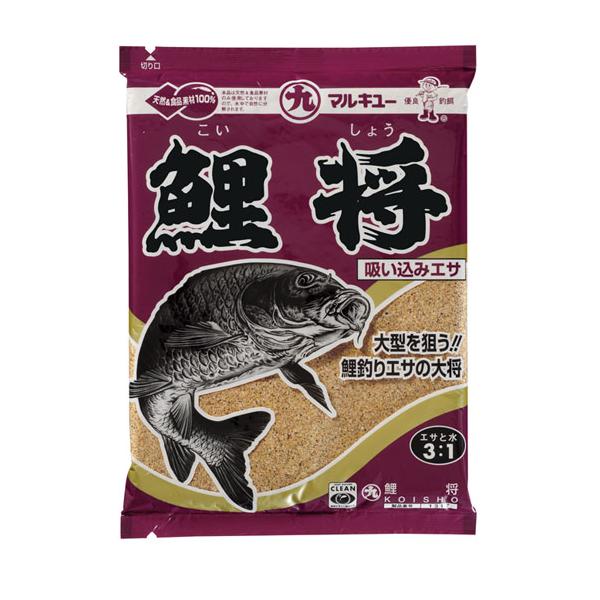マルキュー鯉将◆内容量：1100g★大鯉の好むサツマイモを大量に配合した鯉釣り用配合エサです。吸い込み釣りには特に優れた威力を発揮します。流れに応じて、水の量と練り具合を調節して、好みの硬さに仕上げてください。その実績から大物狙いの釣り師に...