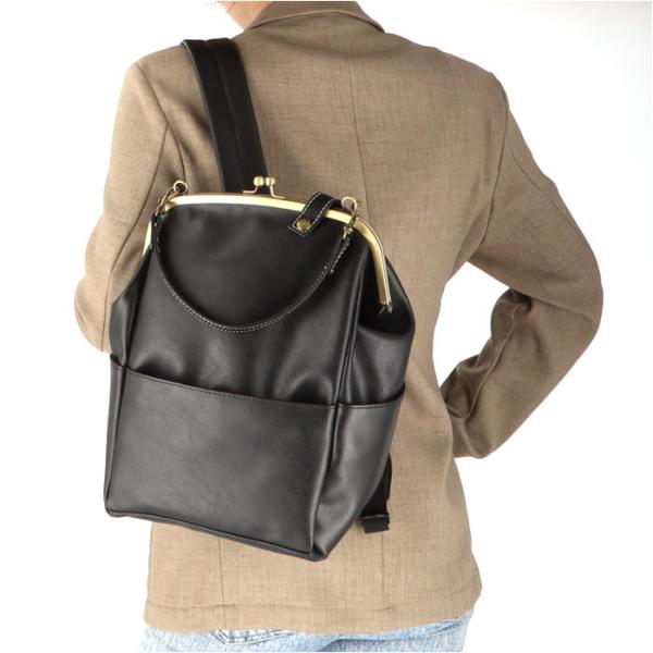 Lafiel ラフィール リュック 3146500 通販 レディース おしゃれ がま口 バッグ フェイク レザー pu 合皮 2way 手提げ 大容量 ブランド 通勤 通学 シンプル