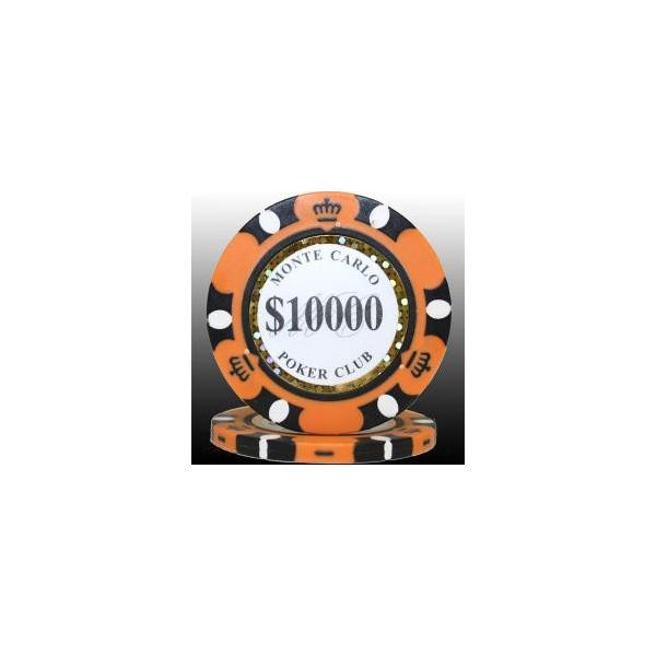 モンテカルロ ポーカーチップ（10,000）橙 ２５枚セット　- カジノチップ、ポーカーチップ