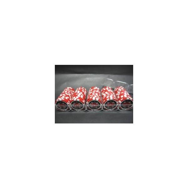 ＱｕａｔｔｒｏＡｓｓｉ　クアトロアッシーポーカーチップ （５）赤 100枚セット　- カジノチップ、ポーカーチップ