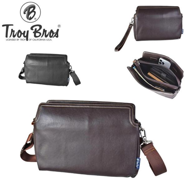 ショルダーバッグ クラッチ ハンドバッグ 牛革 レザー 横型 肩掛け メンズ フォーマル ブランド Troy Bros トロイブロス 7032 本革 お出掛け 冠婚葬祭 旅行 外出 Troy Bros（トロイブロス） ショルダーバッグ クラッチ ハンドバッグ