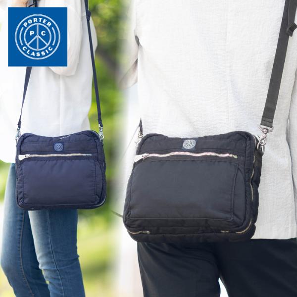 美品 ポーター クラシック スーパーナイロン ショルダーバッグ ロゴ グレー PORTER CLASSIC（ポータークラシック） ショルダーバッグ メンズ