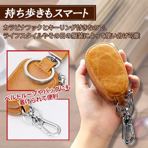 安い購入 キーケース スマートキー ダブルファスナー 革 本革 レザー 2個収納 ユニセックス 車 キーホルダー カラビナ Stevenbrooke Com
