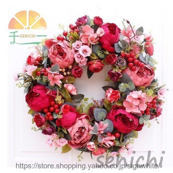 クリスマスリース クリスマス花輪 ドアリース ドア店舗 玄関 庭園 部屋 壁飾り ガーランド バラ 人工造花 飾り デラックスリース 北欧風 ピンク 40cm 30xf Baghome 通販 Yahoo ショッピング