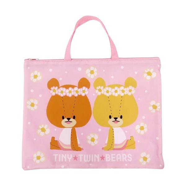 がんばれ ルルロロ ファスナー付レッスンバッグ ピンク 撥水加工