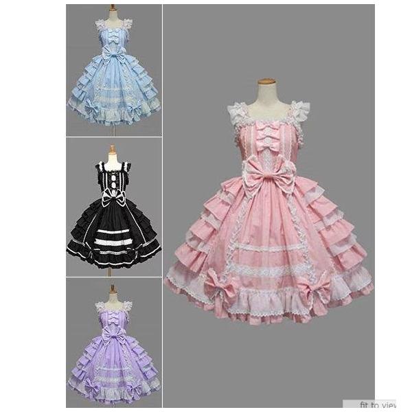 甘いロリータワンピース　フリルレイヤーロリータジャンパースカート ロココ　ピンク　コットン　レース　リボンアイドル衣装 甘いロリータワンピース ロココ ピンク コットン レース リボン