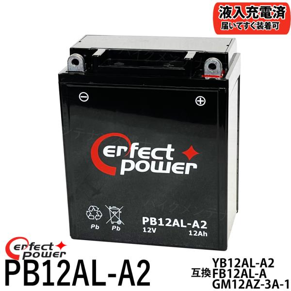 PERFECT POWER PB12AL-A2 除雪機用バッテリー バイクバッテリー 初期充電済 【互換 ユアサ YB12AL-A2 FB12AL-A GM12AZ-3A-1】ビラーゴ400 除雪機