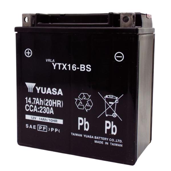 台湾ユアサ YUASA YTX16-BS MF バイクバッテリー【互換 GTX16-BS FTH16-BS DTX16-BS】初期充電済