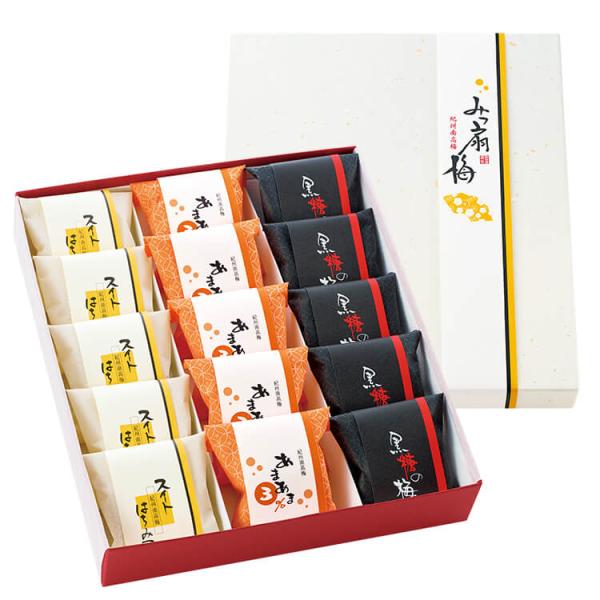 梅干し お祝 お返し 内祝 ギフト みつ扇梅 15粒 個包装 内祝 お中元 御歳暮 高級 紀州 南高梅 健康 食べ物