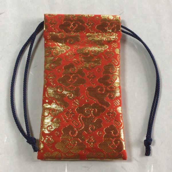 新907K 九重御守・九条袈裟用 御守袋 富田雲 赤 金襴 : 貝葉書院
