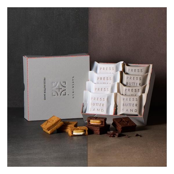 PRESS BUTTER SANDの代表商品となる2つの味わいを一度に楽しめるひと箱ほどよい甘さと軽やかな味わいが魅力の新定番バターサンド〈チョコレート〉と、ブランド誕生から愛されている、2層仕立てのバターサンドの詰合せです。特別な日のギフ...