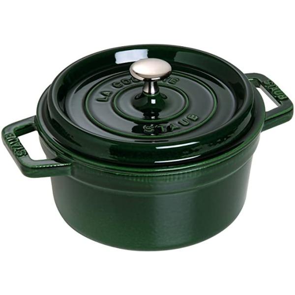 美品 STAUB ピコ ココット ラウンド 20cm バジルグリーン 両手鍋 ピコ・ココット staub ピコ ココット ラウンド バジルグリーン 20cm