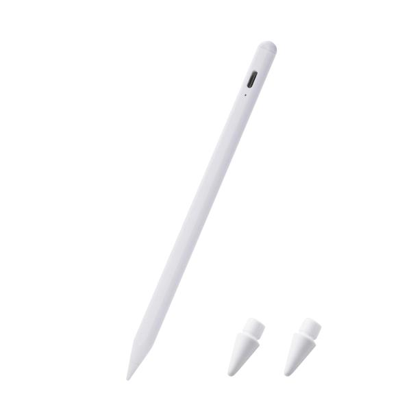 ELECOM エレコム タッチペン iPad専用ペンシル 急速充電 パームリジェクション 傾き検知 磁気吸着 USB-C充電 ホワイト P-TPACSTAP09WWH 代引不可商品