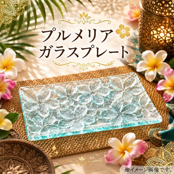 プルメリアガラストレー プルメリア ガラス トレー 1枚 お皿 取皿 食器 洋食器 ガラス食器 キッチン雑貨 ナチュラル