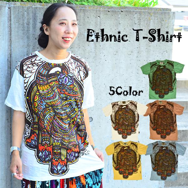 Tシャツ 半袖 ホワイト 白 エスニックトップス 半袖シャツ メンズ エスニック アジアン くしゅくしゅ加工 個性
