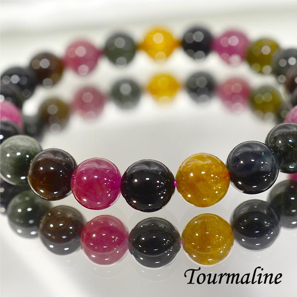 マルチトルマリン 8ミリ ブレスレット 内周約16センチ AAAトルマリン
