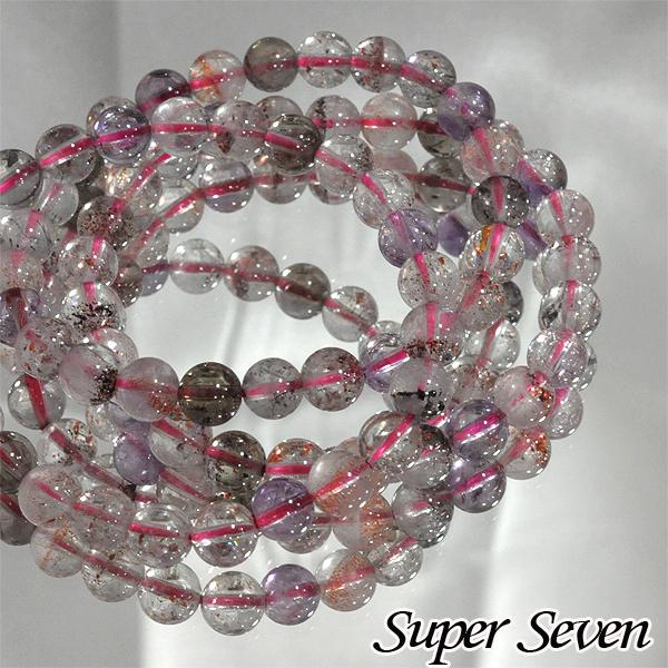 スーパーセブン ブレスレット 7ミリ クォーツ アメジスト : エスニック