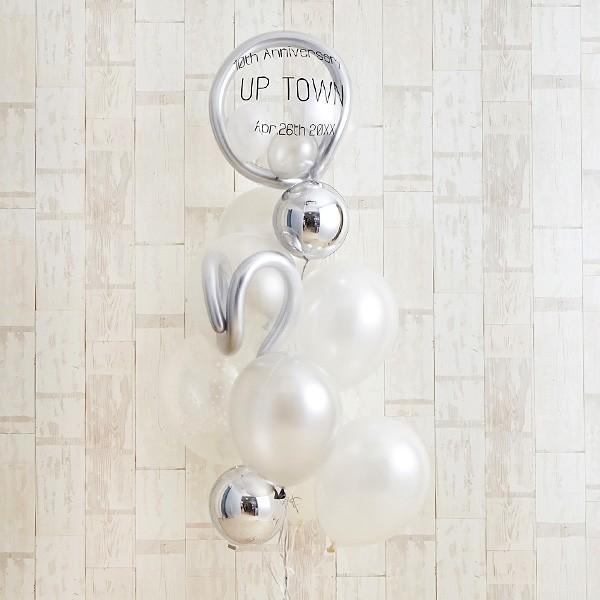 バルーンギフト 名入れ 記念日のお祝いに エレガントな白 銀アレンジ 花以外 ギフト おしゃれ T 045y 銀座バルーンギフトballoonkitchen 通販 Yahoo ショッピング
