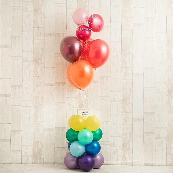 一目見ただけでハッピーな気分にしてくれるカラフルなスタンディングバルーンの登場です。赤、ピンク、オレンジ、イエロー、グリーングラデ、ブルーグラデ、パープルグラデ・・みんなが好きなカラーが大集合！１つひとつが上品で鮮やかな発色なのでカラフルア...