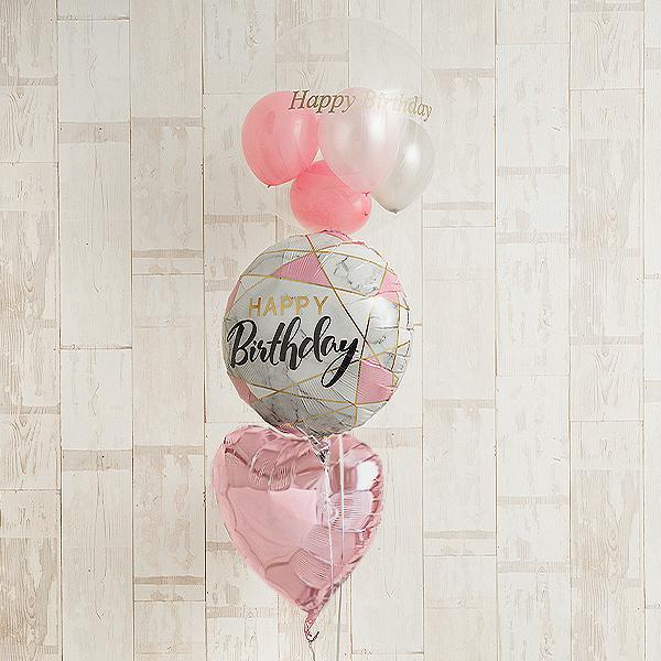 風船 誕生日 バルーンギフト ピンク シルバーのクールキュートbirthday おしゃれ バルーン T 706y 銀座バルーンギフトballoonkitchen 通販 Yahoo ショッピング