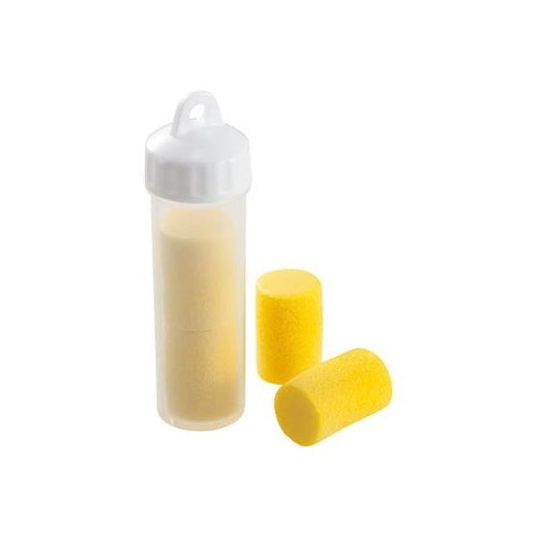 【仕様】・素材:弾性発泡ポリマー・直径：14mm/1個・重量：0.28g/1個・4個入り(2ペア)・携帯ケース付き【特徴】・自然なつけごこちで抜群の遮音性能でも聞くべき音は通します。・耳の中でゆっくり均等に膨らむので、どんな大きさ、形の耳に...