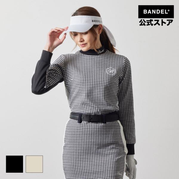 バンデル WOMENS HOUNDSTOOTH BICOLOR L/S MOC SHIRTS モックネック ゴルフ シャツ レディース  女性 ゴルフウェア BANDEL 24AW