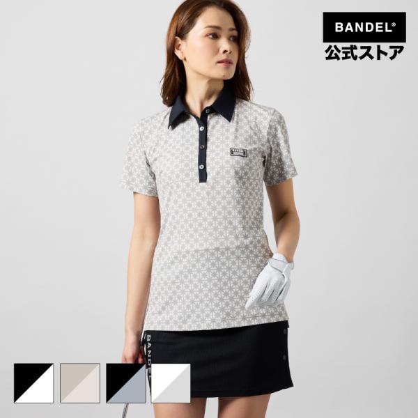 バンデル WOMENS  BICOLOR CREST ALLOVER S/S POLO SHIRTS ポロシャツ ゴルフ シャツ レディース  女性 ゴルフウェア BANDEL 25SS