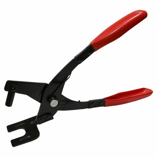 マフラー脱着時の必需品　マフラーハンガープライヤー自動車のマフラーの着脱や交換時に、マフラーをブッシュ、マフラーハンガーから取り外す為の専用工具です。●このプライヤーを使えば、マフラー交換作業がスムーズに！●汎用タイプですので、一般普通車や...