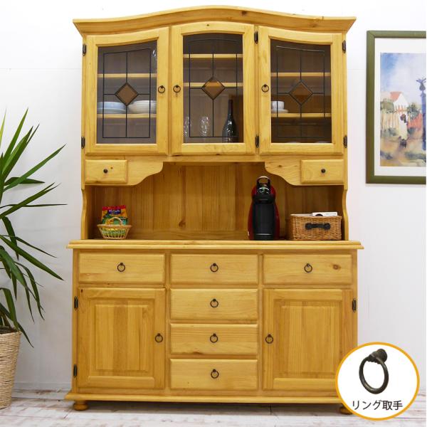 カントリーパインの大きな食器棚ナチュラルカントリーキッチンボード アトランタ リング取手 カントリーレンジ台 パイン食器棚 幅145ｃｍ Buyee 日本代购平台 产品购物网站大全 Buyee一站式代购 Bot Online