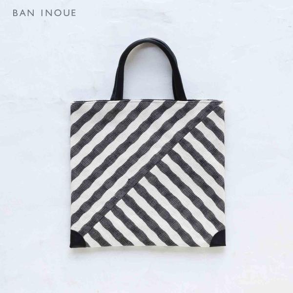 ゼブラストライプ バッグ（小） 麻 リネン レザー 日本製 レディース