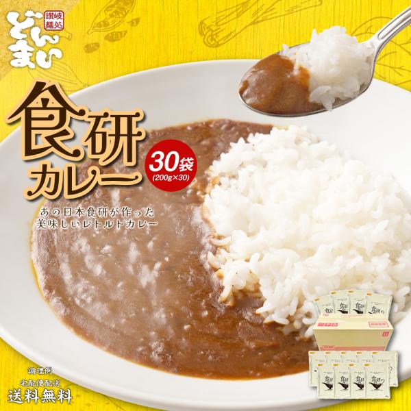 送料無料 (沖縄・離島+1500円) 食研カレー 30食(200g×30) 日本食研 中辛 レトルトカレー ポイント消化 送料無 食品 業務用 大容量 グルメ 非常食 防災 備蓄