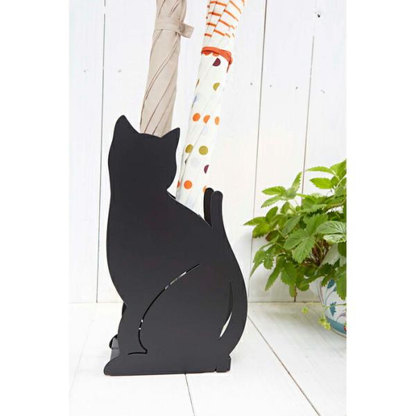 かさたて ネコ  山崎実業 おしゃれ かわいい 便利 スタンド 玄関 雨 収納 北欧 鉄 キャット cat ねこ 猫 レイン ラック  ブラック 2359