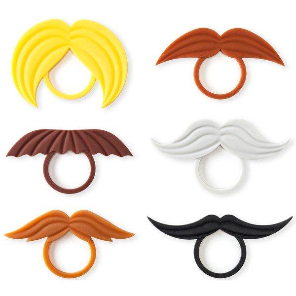 ※【追跡可能メール便】をお選びいただいた場合は送料無料となります。通常商品と同梱の場合は【追跡可能メール便】はお選びいただけません。ペットボトルや瓶に取り付けて目印に！飲むときには口ヒゲに早変わり♪6種類各1個ずつ入り本体サイズ：W70~9...