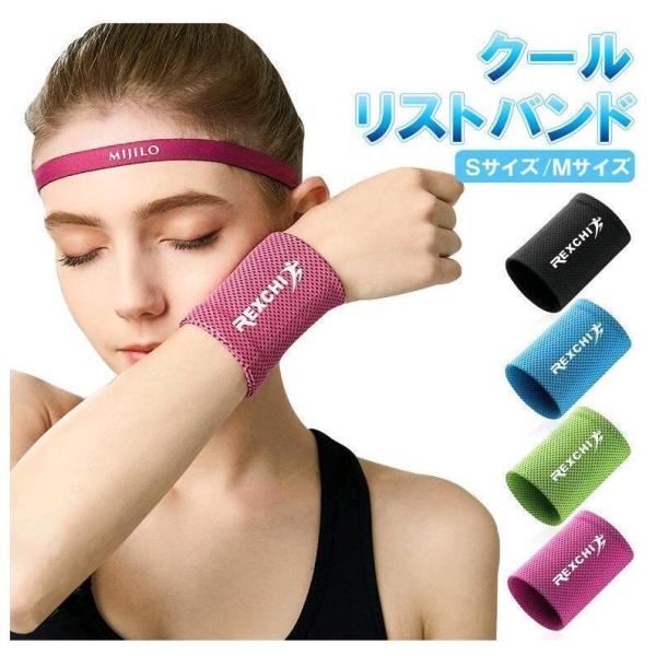 冷感リストバンド 2枚入 冷感 汗拭き アイスバンド 冷却バンド ランニング スポーツ 通気性 吸湿メンズ レディース 男女兼用 両腕 吸水 体育祭