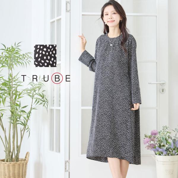 ワンピース 変形ドット柄 ブラック TRUBE 2025aw L〜LLサイズ : 薔薇と