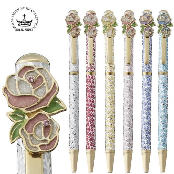 キラキラローズボールペン7 ローズ 薔薇　薔薇雑貨　ボールペン　ペン　筆記用具　ステーショナリー　文房具 プレゼント　おしゃれ  シルバー ピンク