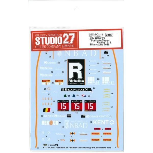 1/24 BMW Z4 "Boutsen Ginion Racing"15 Silverstne 2015  F1/24 BMW Z4Ή