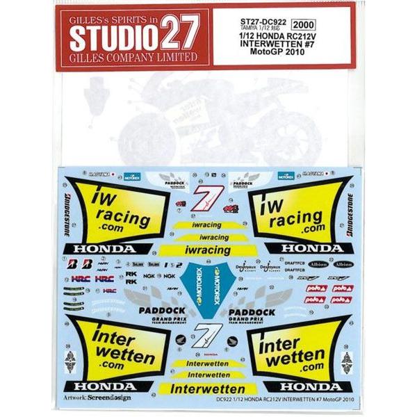1/12 HONDA RC212V INTERWETTEN #7 MotoGP 2010  s1/12