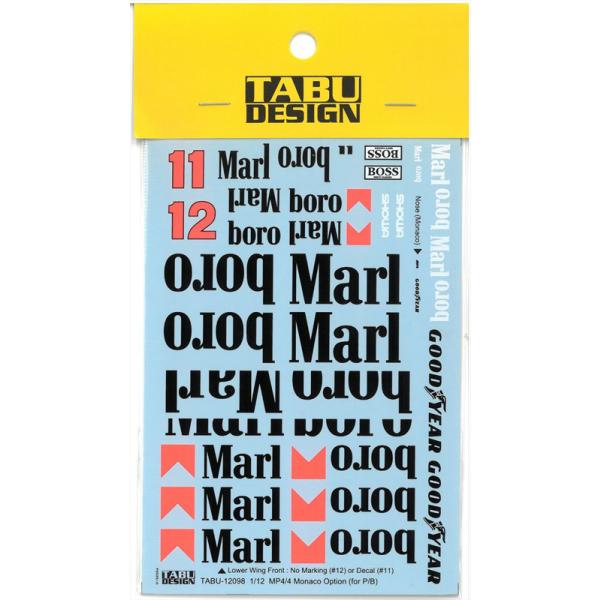 1/12 マクラーレン MP4/4 マルボロ タバコ &amp; オプションロゴ セット デカール プラッツ(PLATZ)/BEEMAX  TABUデカール プラモデル F1 スポンサー TABU12098
