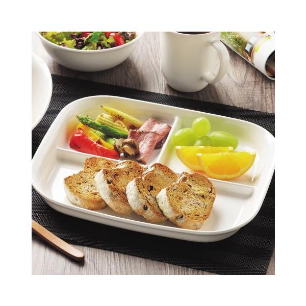ランチプレート 角皿 仕切り付 スクエアプレート あつかいやすい K-6388 割れにくい 皿 仕切り 白い ワンプレート 軽い 電子レンジ 対応 食洗機対応 パール金属