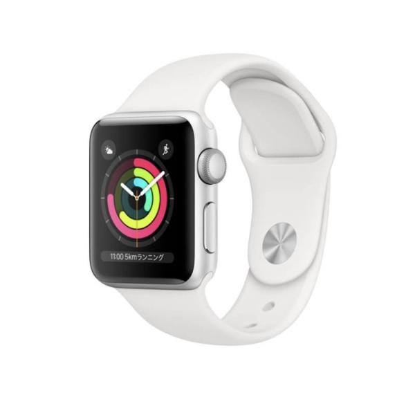 アップル Apple Apple Watch Series 3（GPSモデル）- 38mm シルバーアルミニウムケース と ホワイトスポーツバンド [MTEY2J/A]